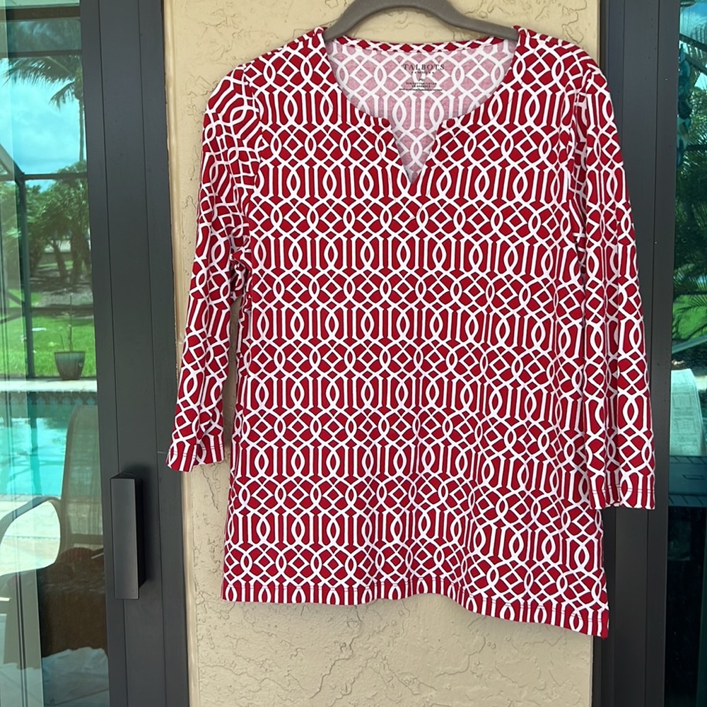Dynamite, Red And White Patterned Talbot Shirt, M… - image 2